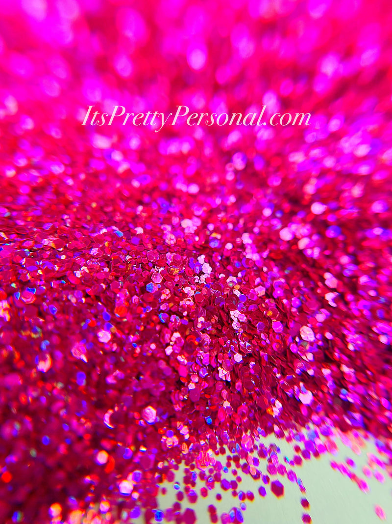SCHMedium Cut- "Candy Raspberry" - Pink Holographic Glitter