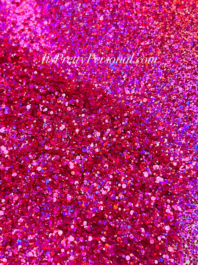 SCHMedium Cut- "Candy Raspberry" - Pink Holographic Glitter