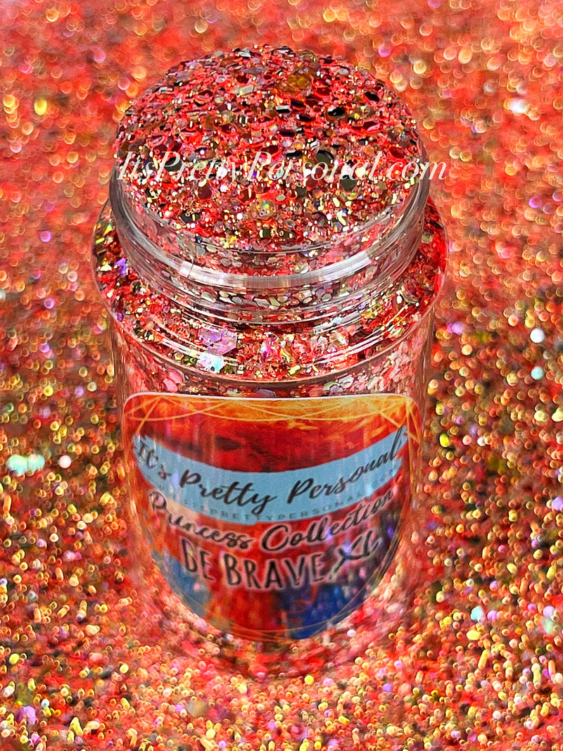 "Be Brave XL"- Princess Glitter Collection Orange