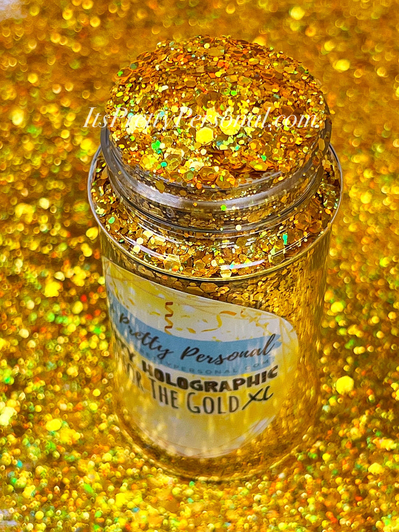 "Go For The Gold XL" -PARTY HOLOGRAPHIC- Gold Holographic Glitter