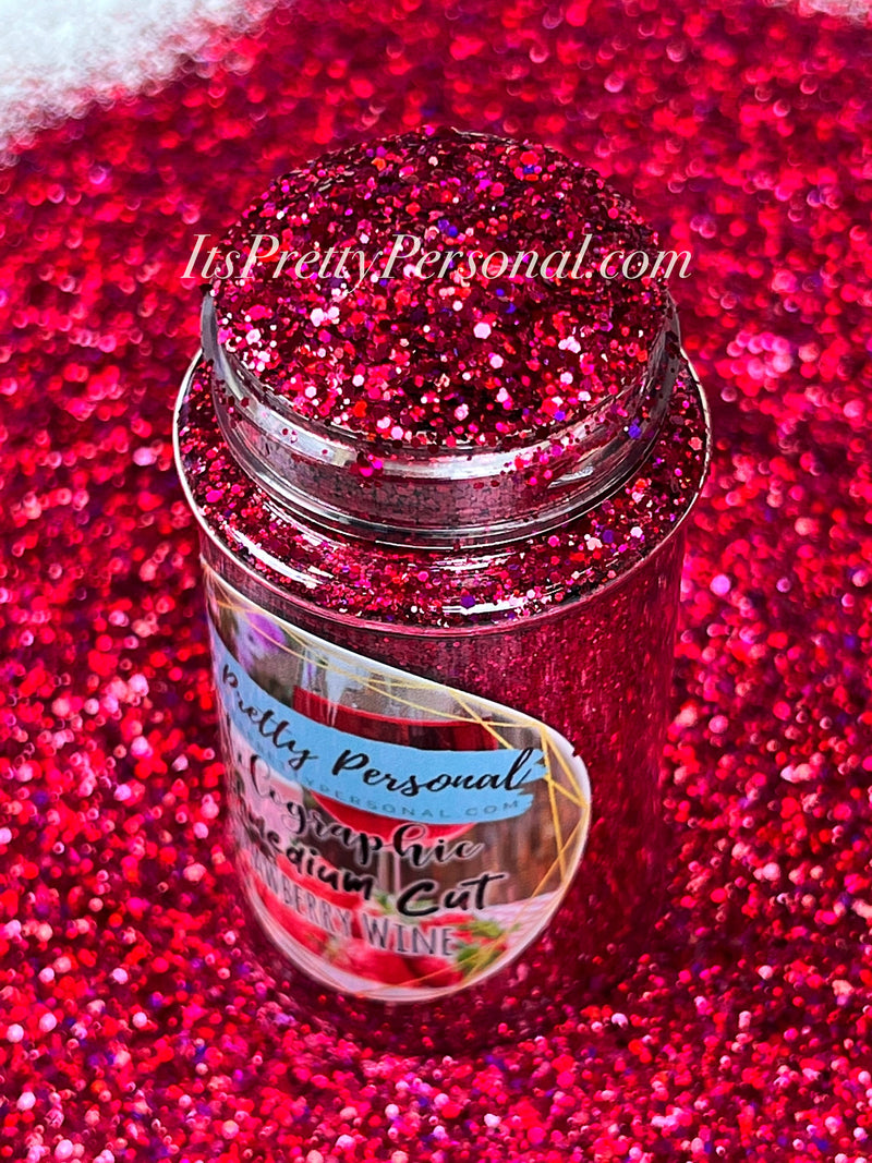 SCHMedium Cut- "Strawberry Wine" -Deep Pink Holographic Glitter