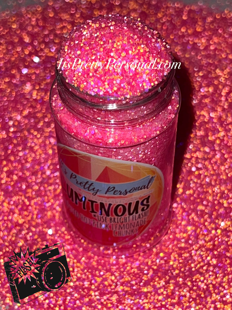 “Twisted Hot Pink Lemonade Chunky” (Medium Cut)-  Luminous Reflective Glitter Collection