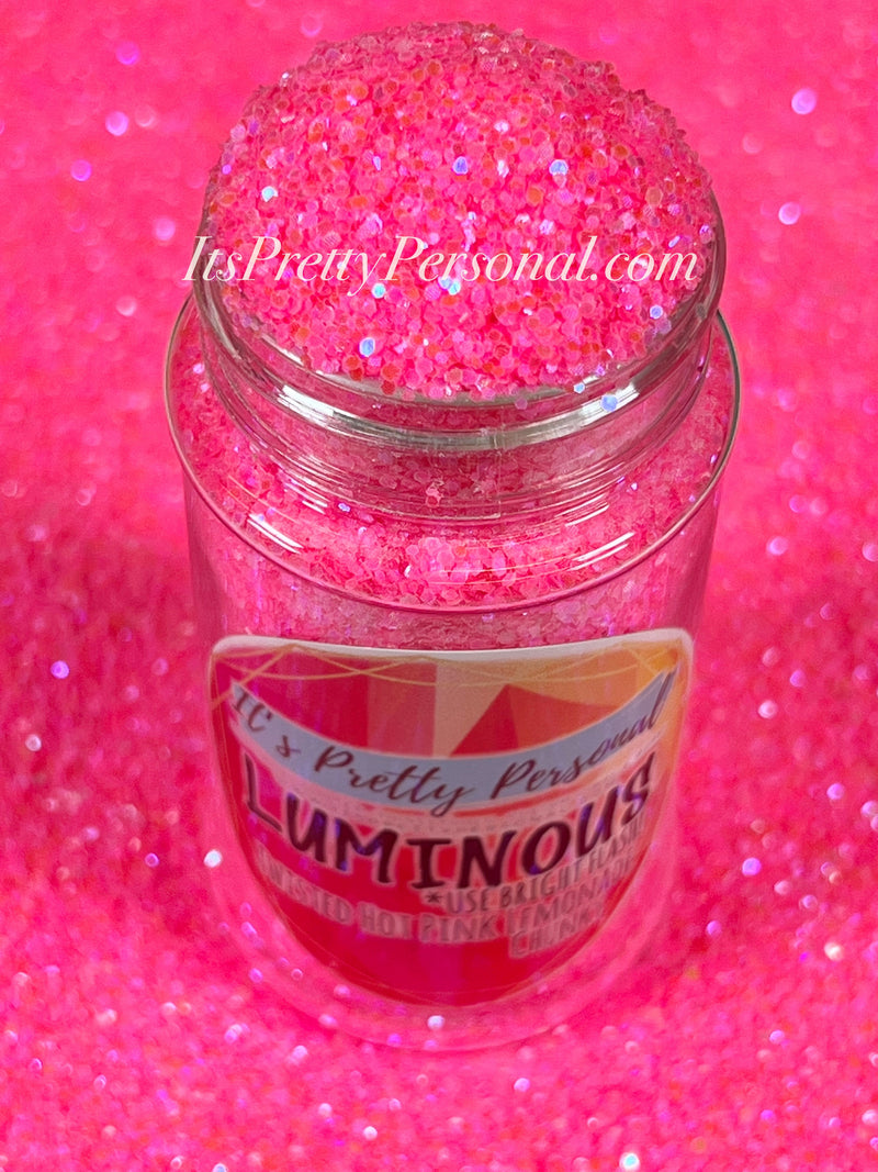 “Twisted Hot Pink Lemonade Chunky” (Medium Cut)-  Luminous Reflective Glitter Collection
